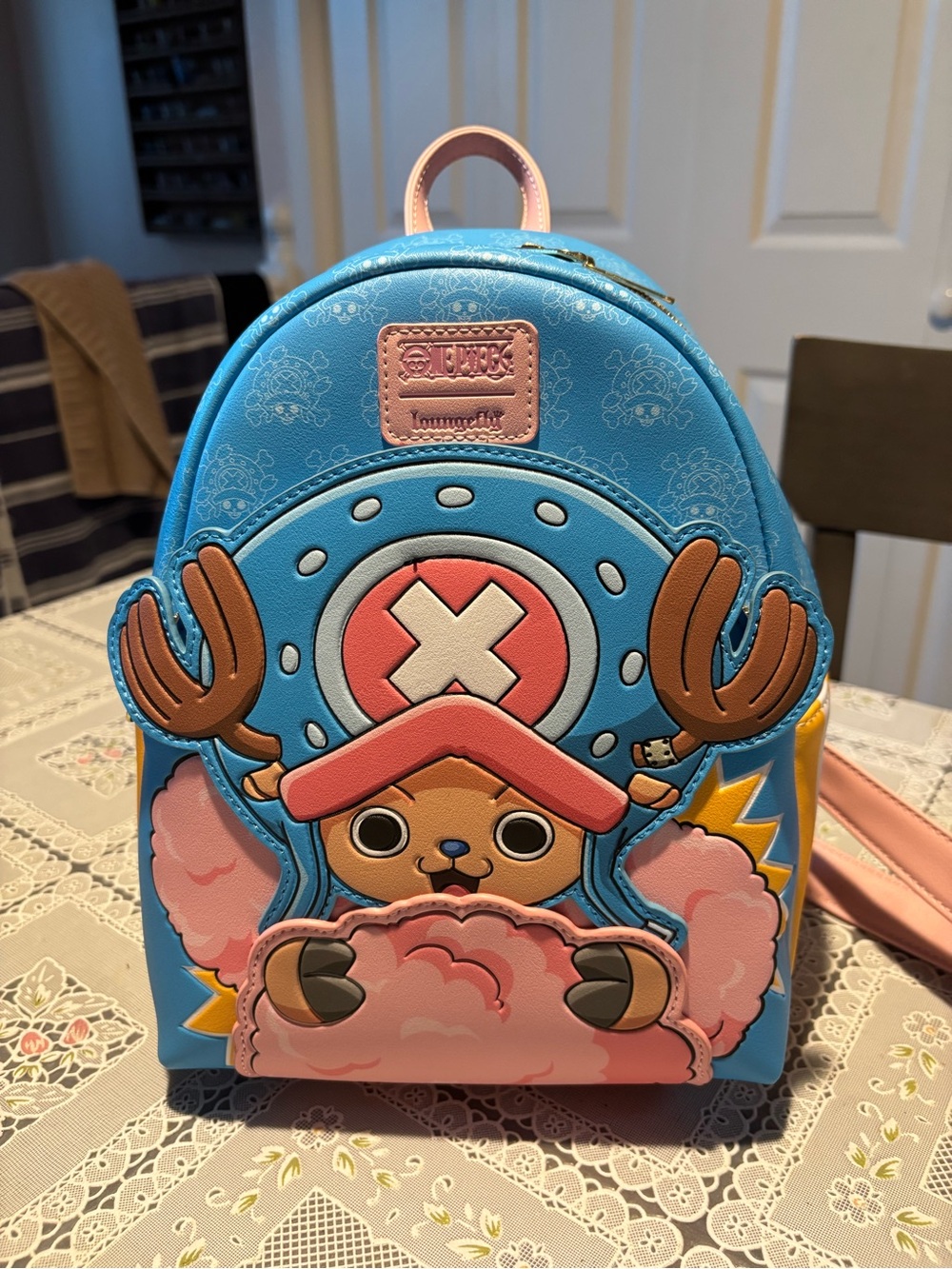 Loungefly Blue and Pink Kids Backpack with Character Appliqué